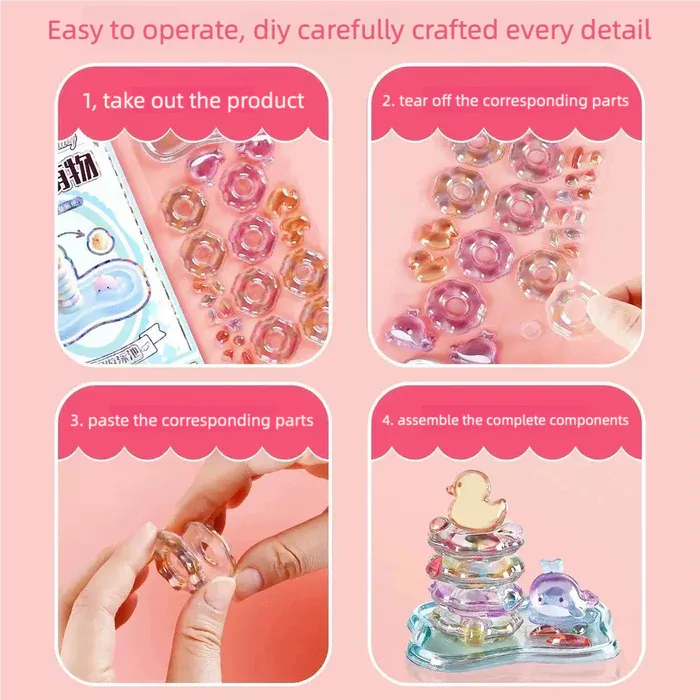 Crystal Jenga-Style 3D Building Stickers – DIY Cute Mini Scenes