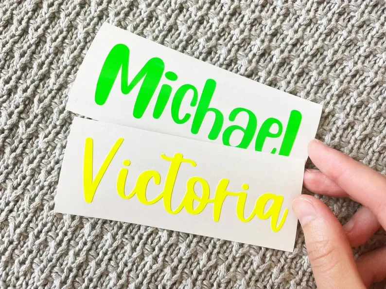 NEON custom vinyl decal, personalized sticker for tumblers, water bottle, laptop, car window, vinyl name labels, back to school stickers