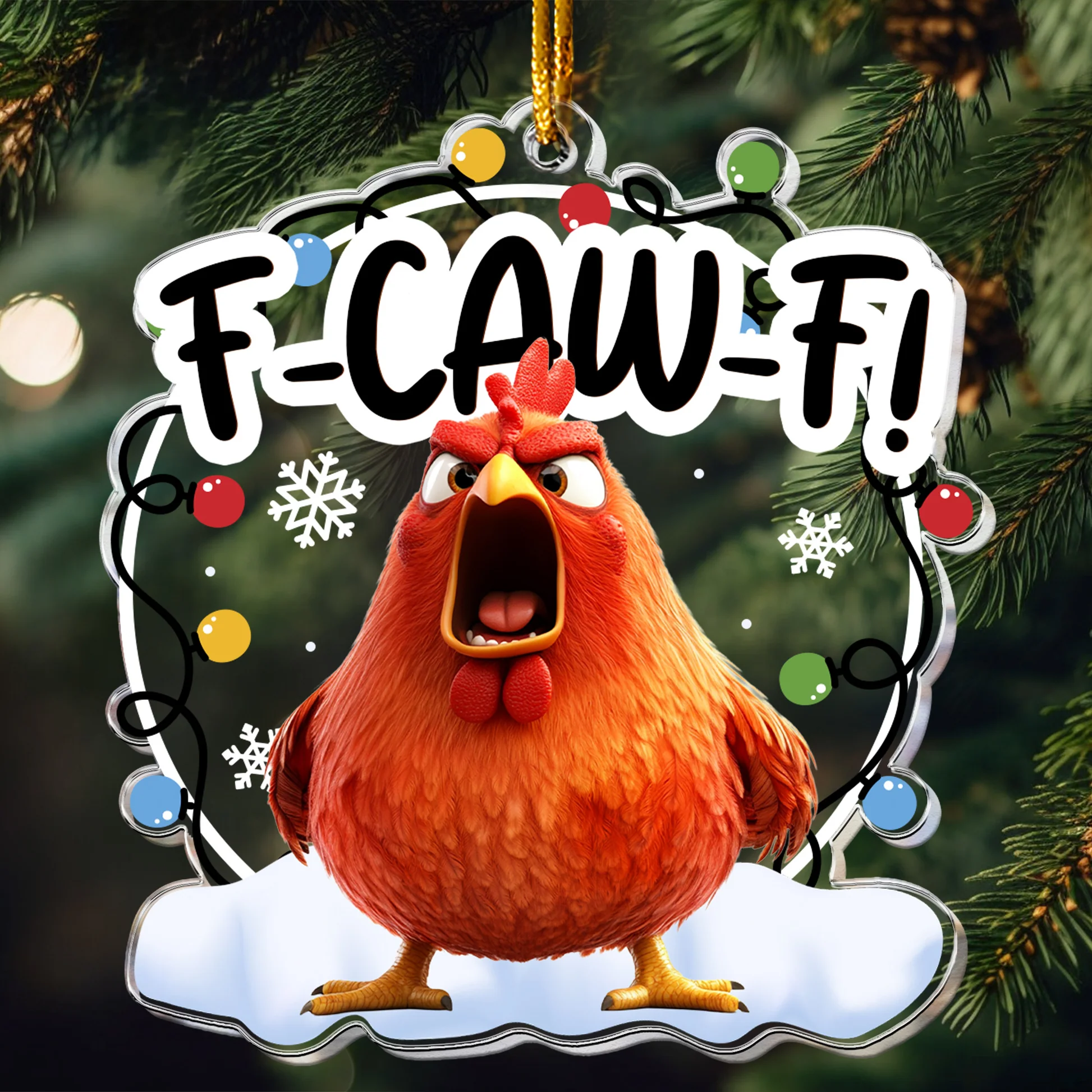 F-Caw-F Funny Ornament Exchange Gifts Silly Bulk Gift For Coworkers - Personalized Acrylic Ornament - Bestchristmasgifts