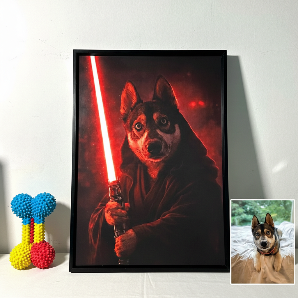 Custom Lightsaber Galactic Hero Pet Portrait Frame Gift for Pet Lover
