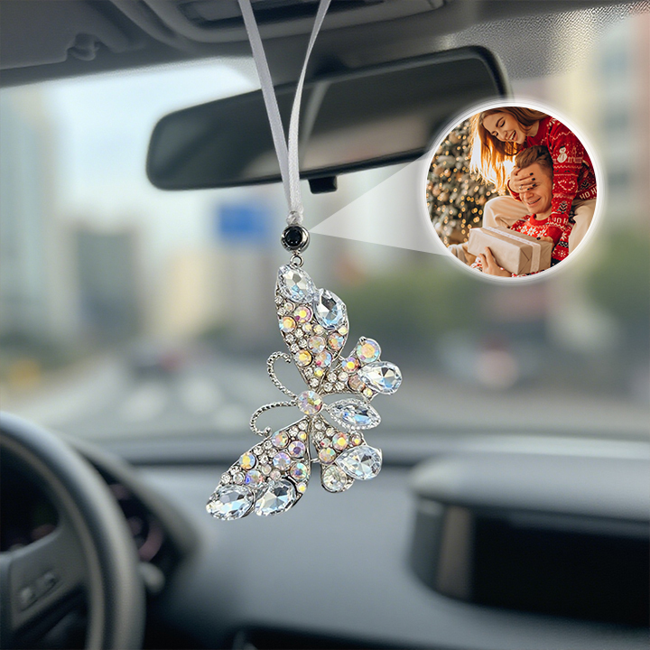 Customized Photo Projection Ornament Colorful Butterfly Projection Pendant Car Decoration Christmas Ornaments