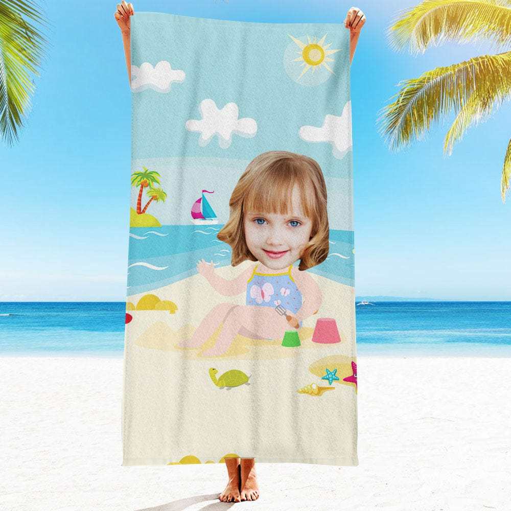 Custom Face Beach Towel Personalized Beach Towel Funny Gift for Kids - Giftlab