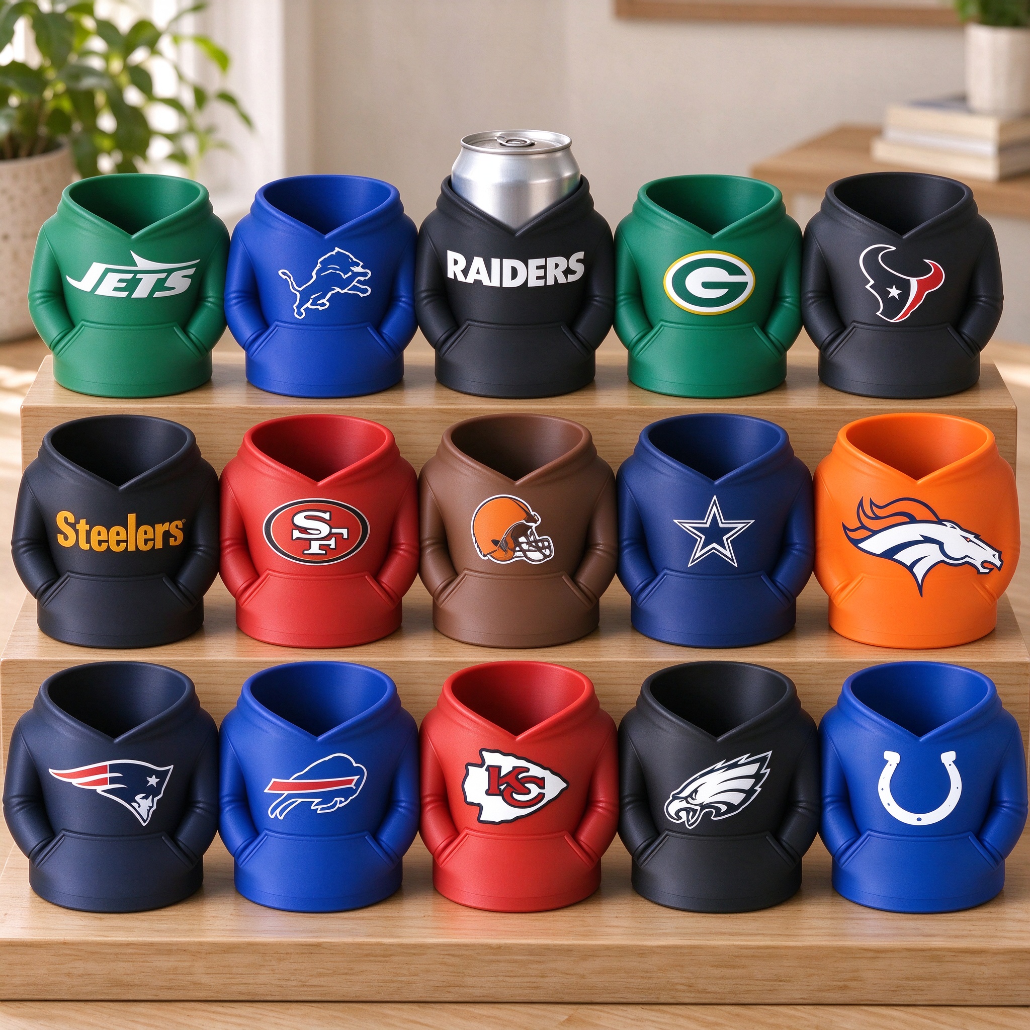 Football Team Can Holder Mini Hoodie Design