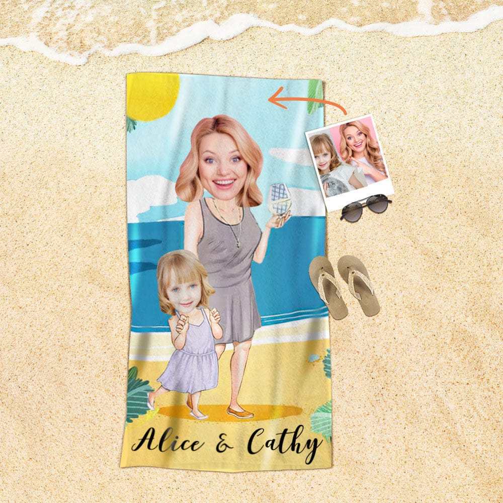 Custom Face Beach Towel Personalized Beach Towel Funny Gift for Kids - Giftlab