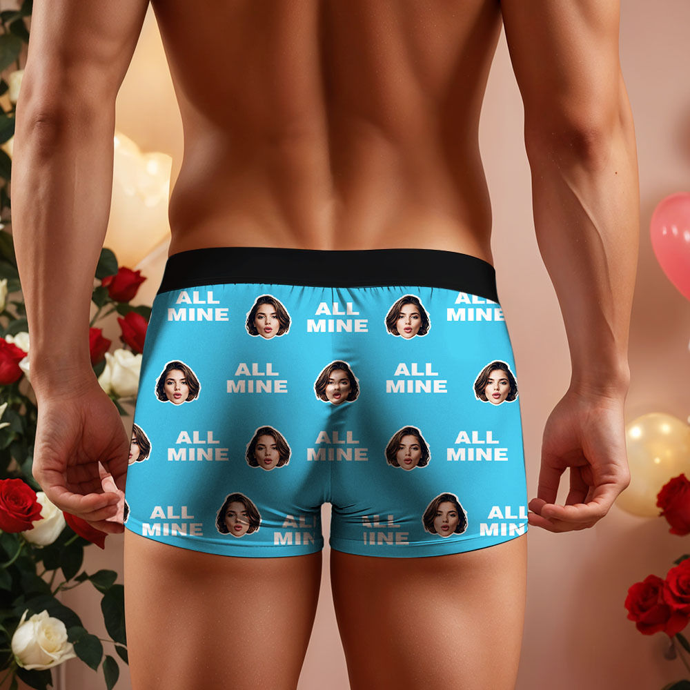 Custom Men's Face Boxer All Mine Face Boxer Briefs Personalized Red Face Boxer Briefs Valentine's Day Underwear Gift - Bestchristmasgifts