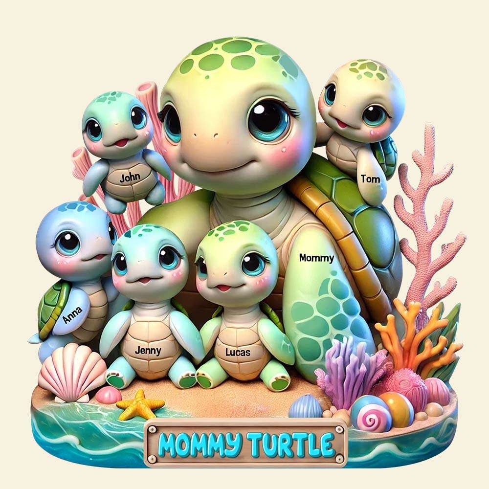 Personalized Gifts For Mom Acrylic Plaque- Mama Turtle