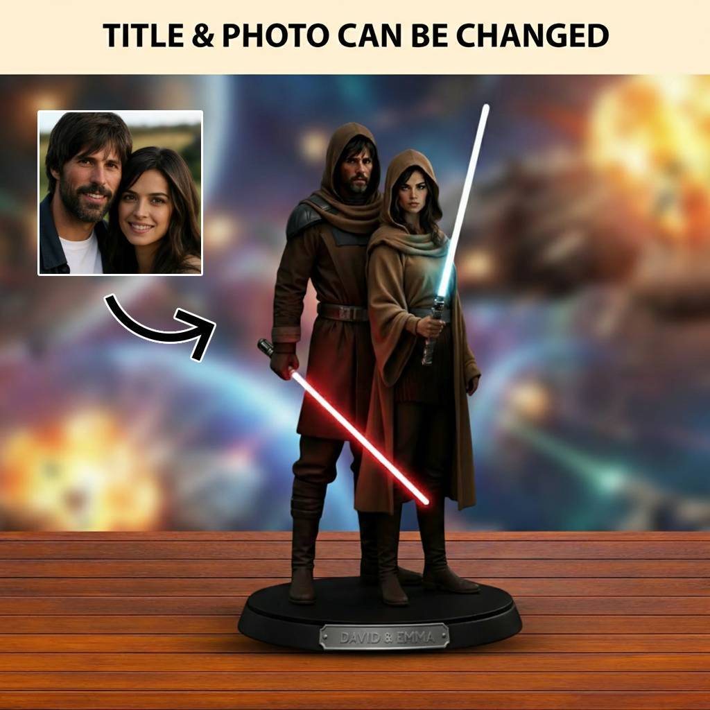 Custom Lightsaber Galactic Hero Couple Photo Acrylic Plaque Funny Gifts for Lover