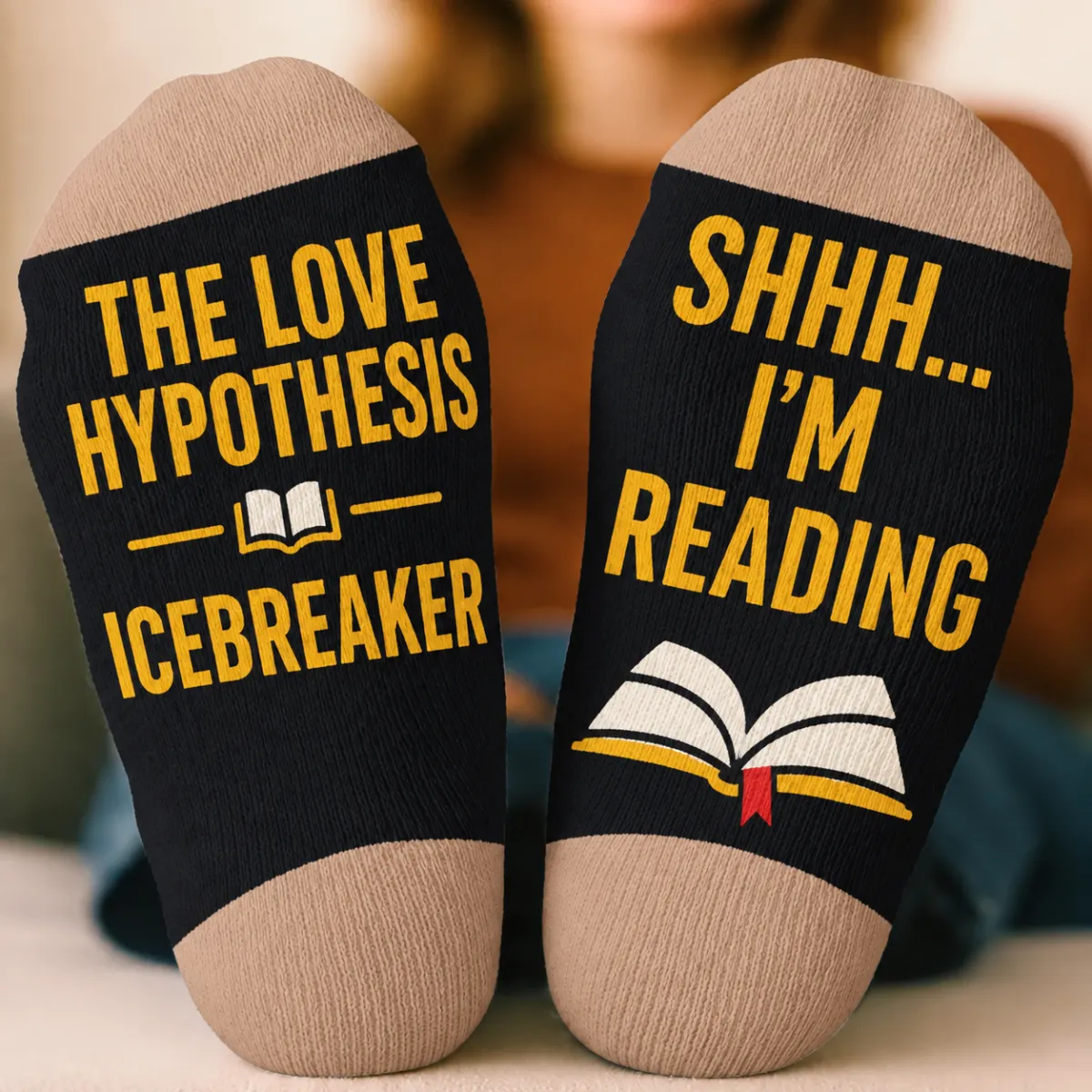 Custom Book Name Crew Socks - Personalized Bookish Gifts For Book Lovers, Bookworms, Readers - Sweet Cozy Book Reading Time