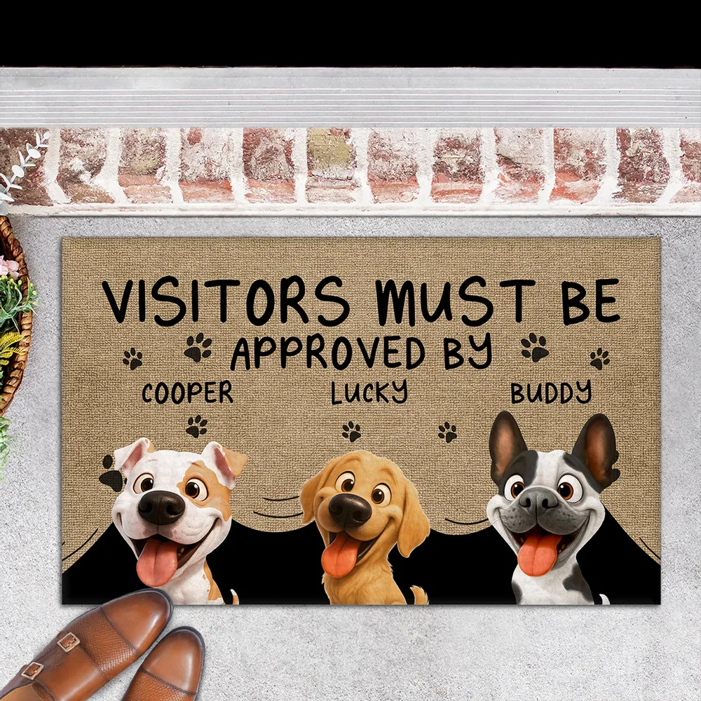 Approved By Dog Cartoon Personalized Custom Doormat Cartoon Pet Doormat For Pet Lovers