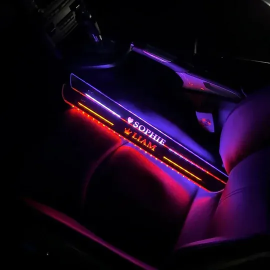 Customizable Led Car Kick Plates Personalized Name Led Door Side Kick Plate