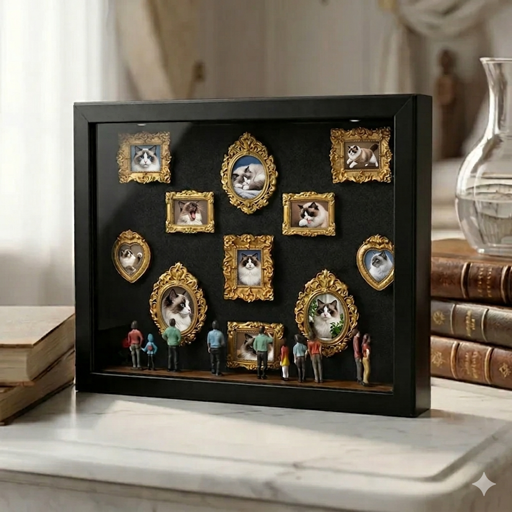 Custom Mini Museum of Pet - 3D Shadow Box Frame for Pet Photos & Collars - Unique Animal Lover Gift - Handmade Memorial Display