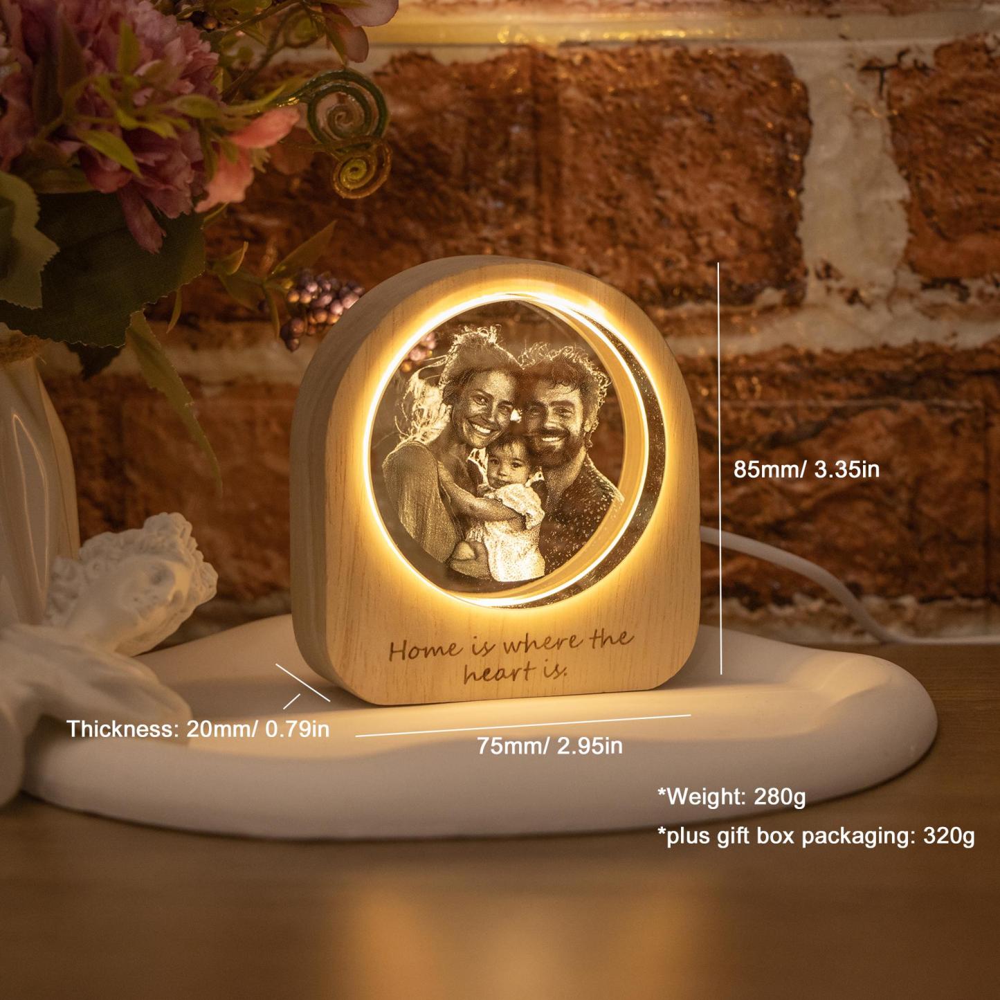 Personalized 3D Photo Engraved Crystal Custom Family 3D Laser Etched Photo Crystal Custom Portrait Art for Home Decor Christmas Gifts