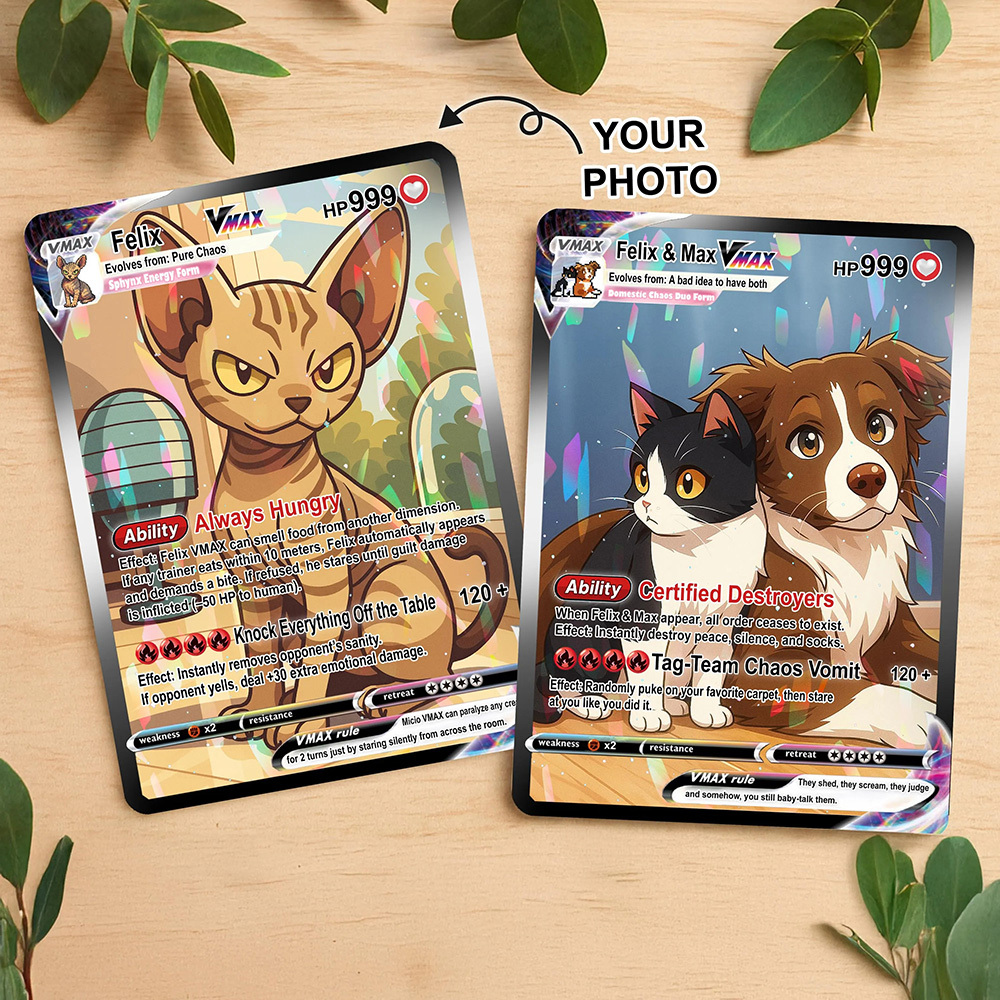 Custom Pet Anime Card Personalized Pet Portrait Game Anime Card Gift for Pet Lover