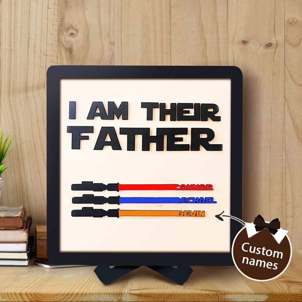 Personalized Light Saber I Am Their Father Wooden Sign Father's Day Gifts - GiftLab