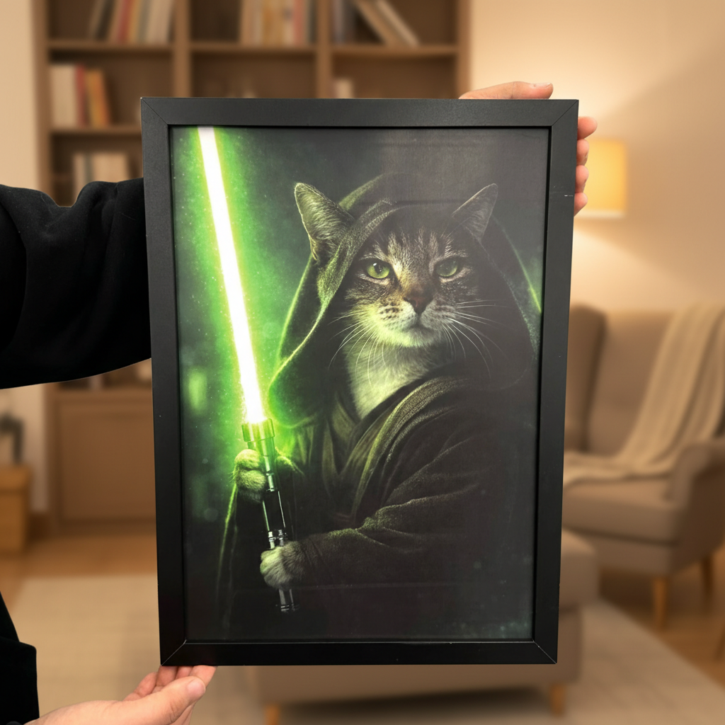 Custom Lightsaber Galactic Hero Pet Portrait Frame Gift for Pet Lover