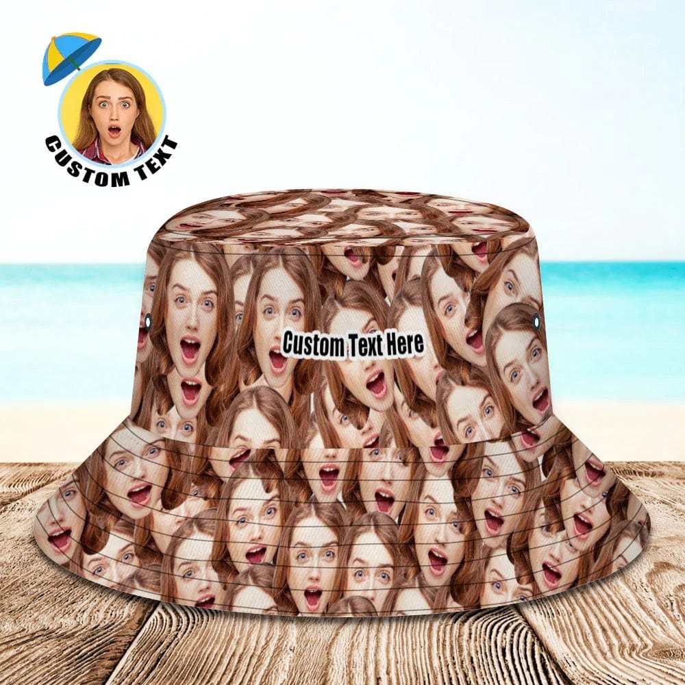 Custom Bucket Hat with Your Face 1&2 Face Unisex Fisherman Cap 6 Size - Giftlab