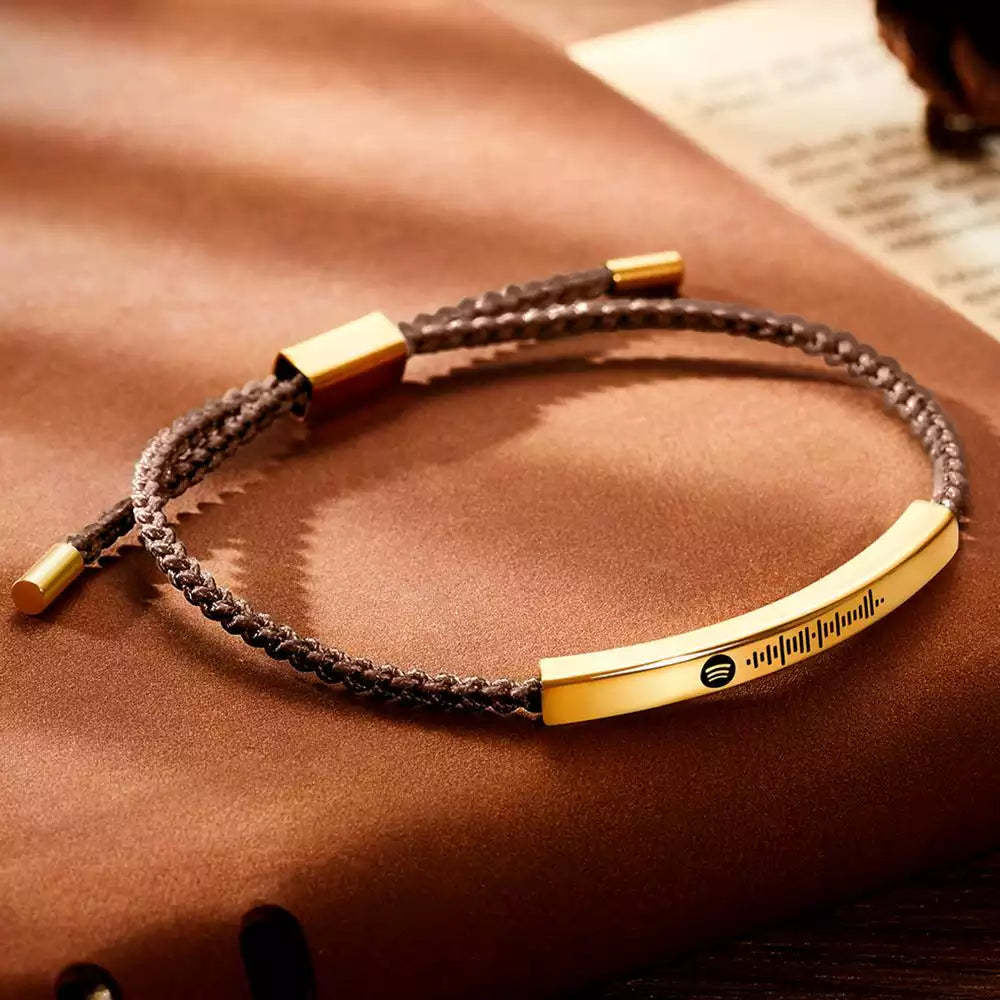 Custom Spotify Music Label Bracelet Personalized Scannable Music Song Bracelet Gift for Her - Bestchristmasgifts