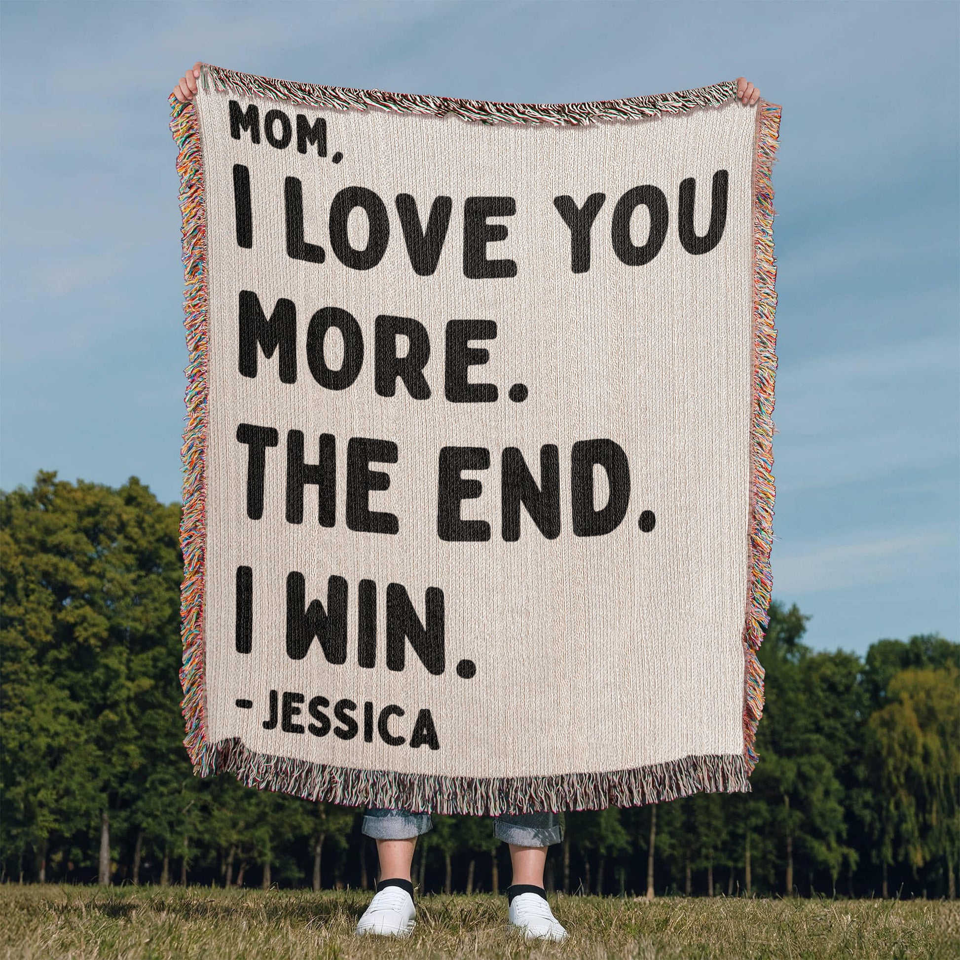 Personalized Love Mom Woven Blanket Best Gifts for Mom