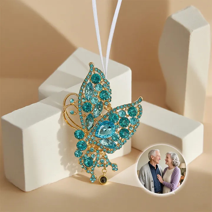 Custom Photo Projection Ornament Hollow Butterfly Projection Pendant Car Decoration Christmas Decoration