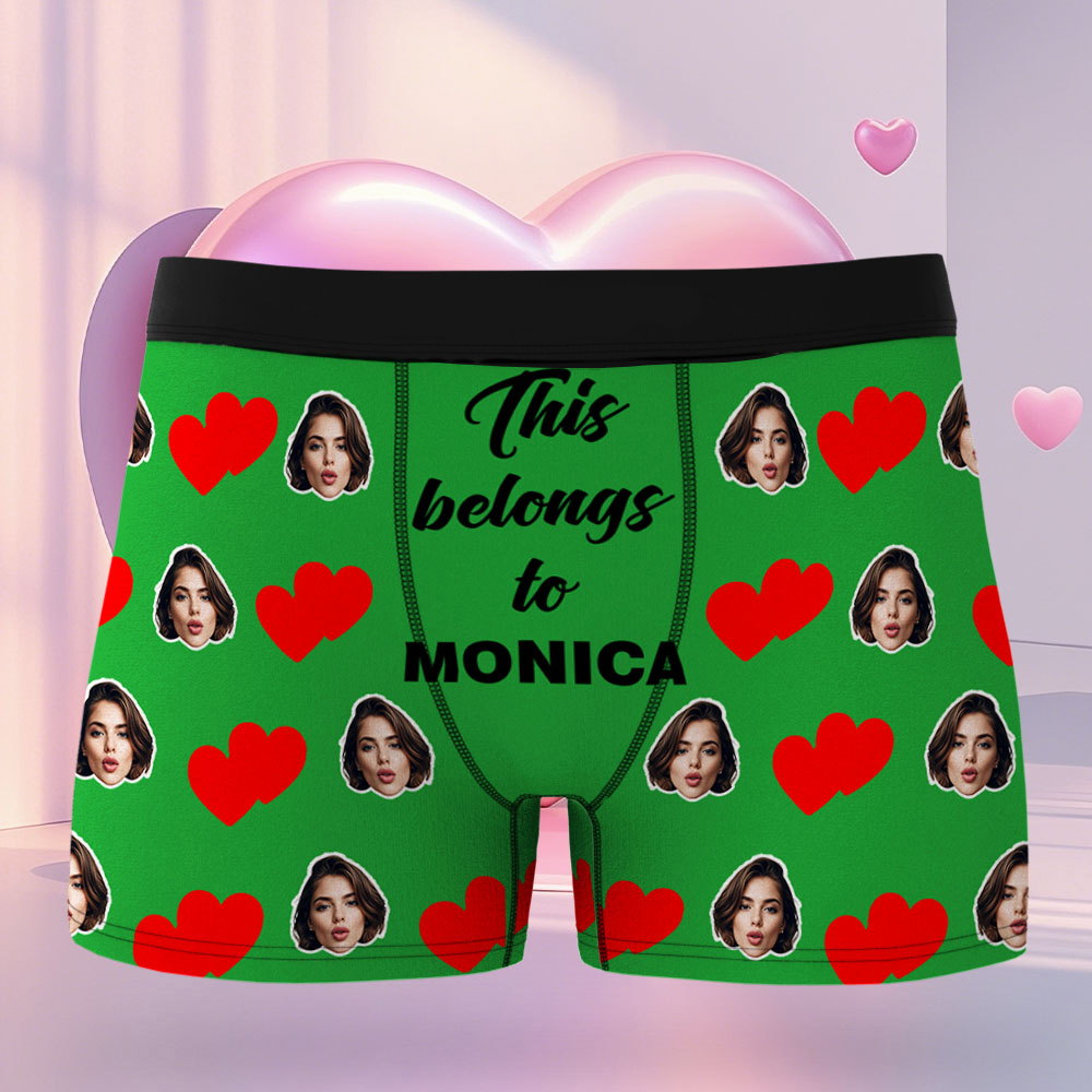 Custom Men's Face Boxer This Belong to Name Face Boxer Briefs Personalized Face Boxer Briefs Valentine's Day Underwear Gift - Bestchristmasgifts