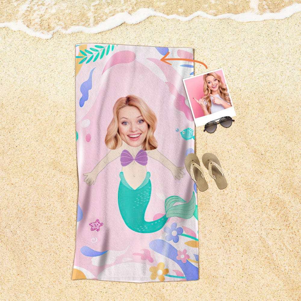 Custom Face Beach Towel Personalized Beach Towel Gift for Mother - Giftlab