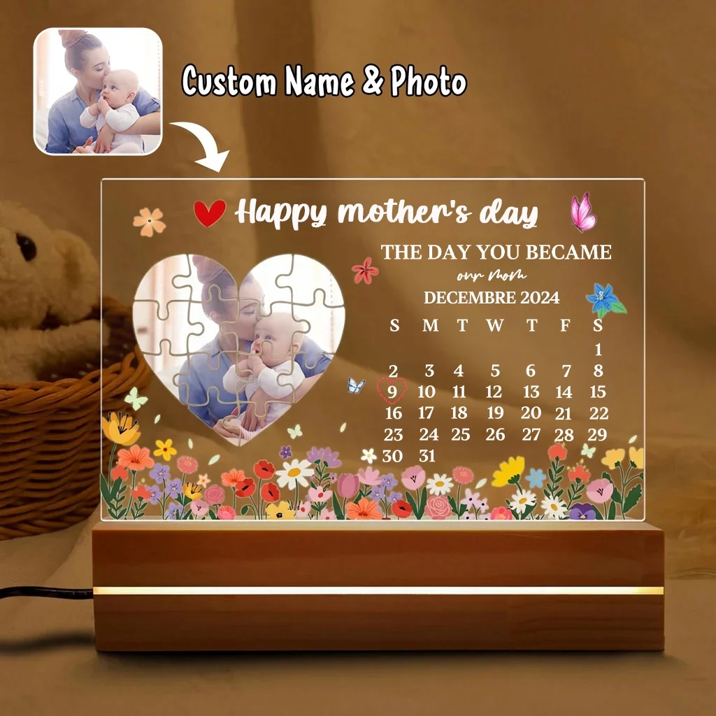 THE DAY YOU BECAME our mom - Personalized LED Frame Box for Mother's Day