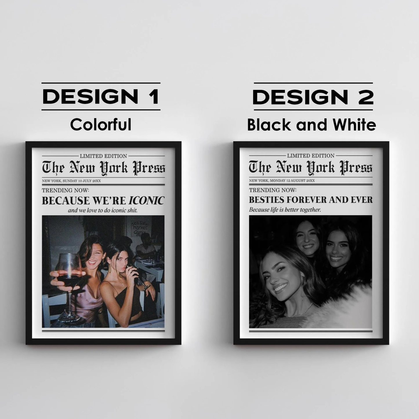 Custom Newspaper Print Frame Decor Personlaized Friendship Wall Art Decor Gift for Friends for Couple