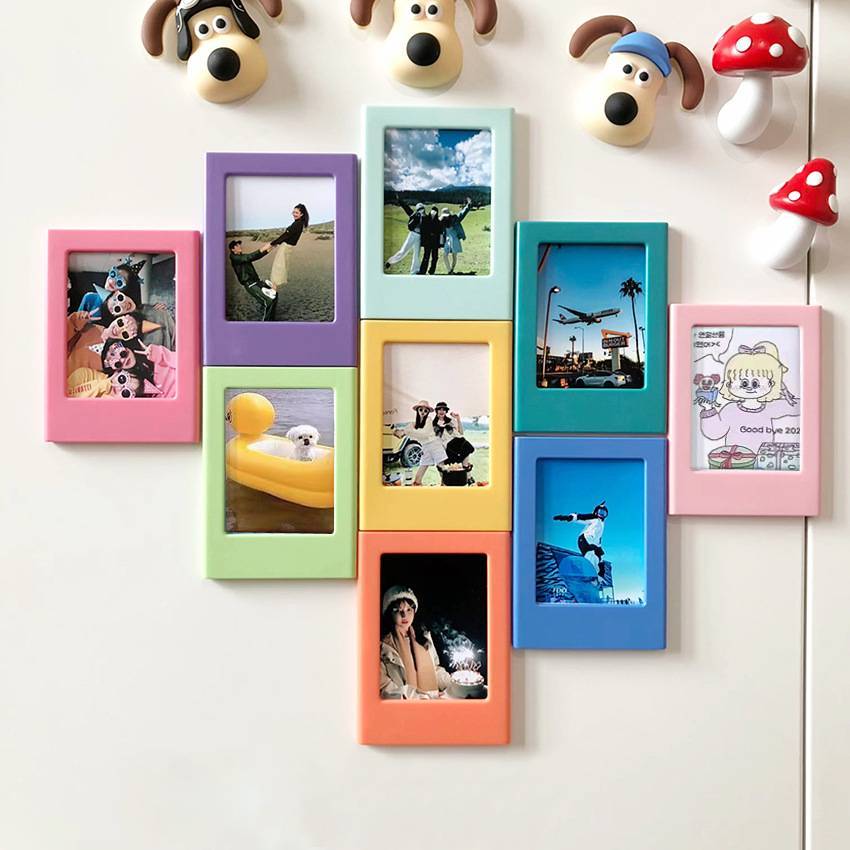 Colorful Magnetic Photo Frame Fridge Magnet for 3 Inch Mini Photo Picture Collage Frames for Fridge Metal Surfaces DIY Photo Frame Fridge Magnet