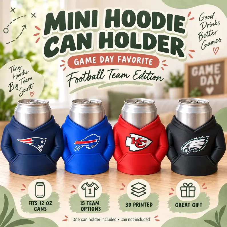 Football Team Can Holder Mini Hoodie Design