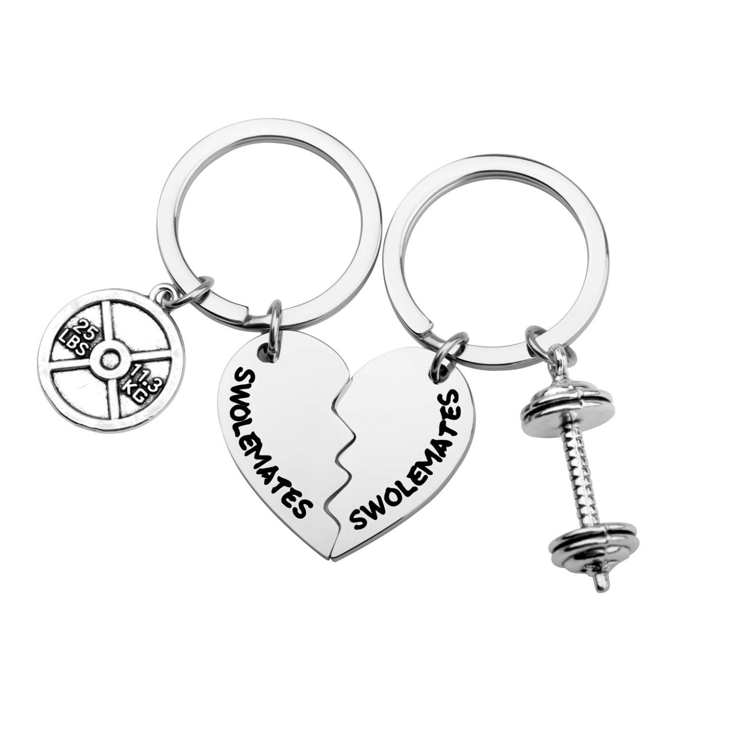 Keychain Workout Jewelry Fitness Gift Weightlifting Keychain Fitness Couples Gift Friendship Keychain