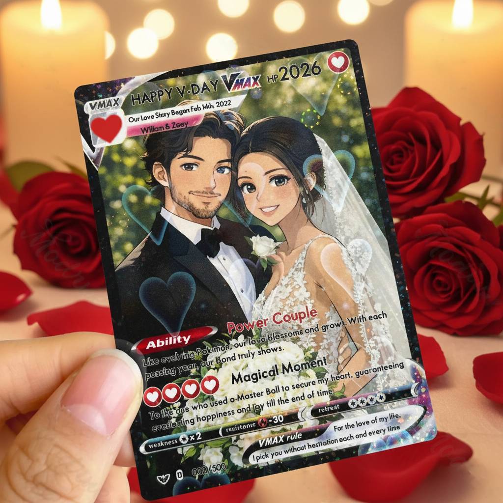 Personalized Photo Anime VMAX Card Fantasy Game Anime Card Valentine's Day Gift for Couple