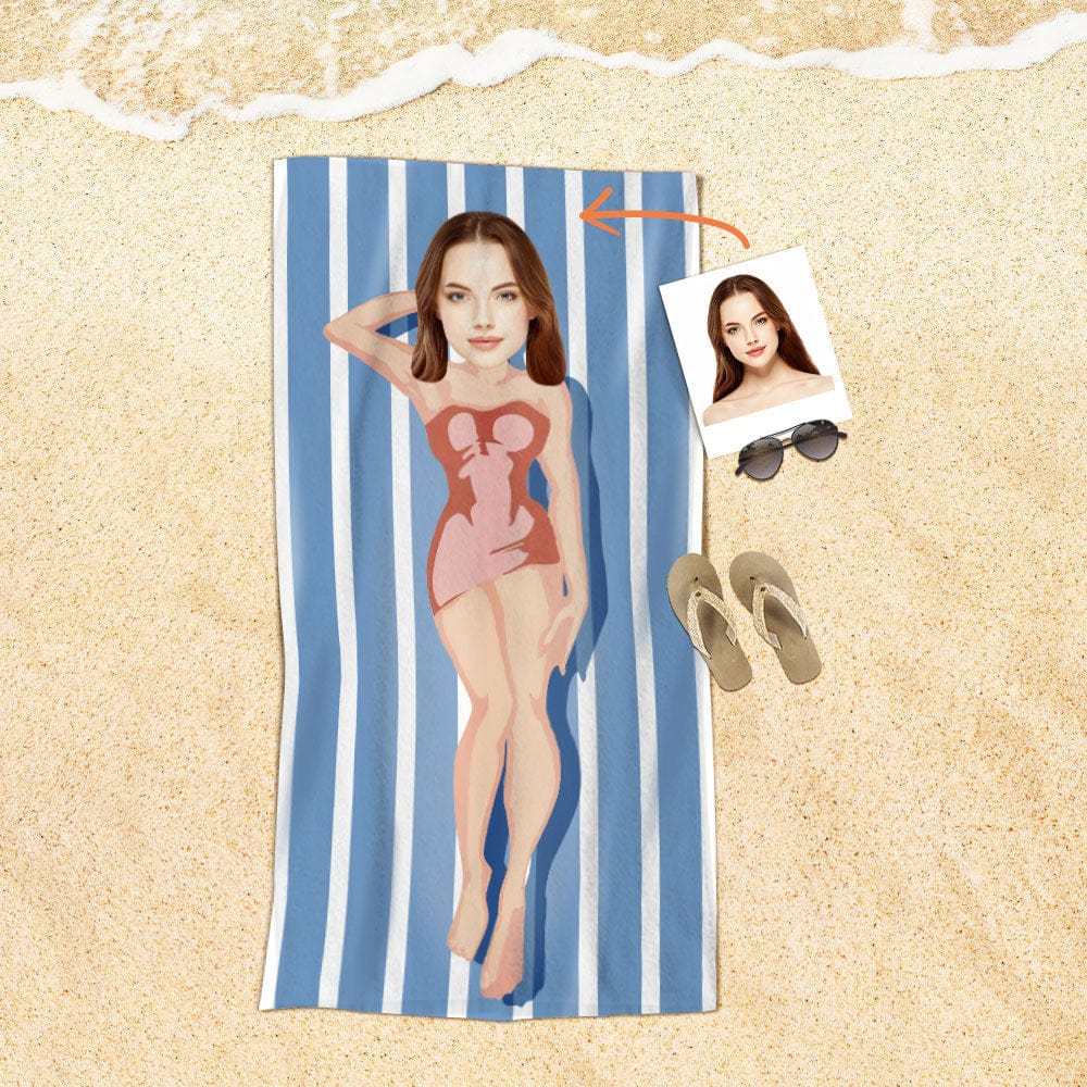 Custom Face Beach Towel Personalized Beach Towel Gift for Mother - Giftlab