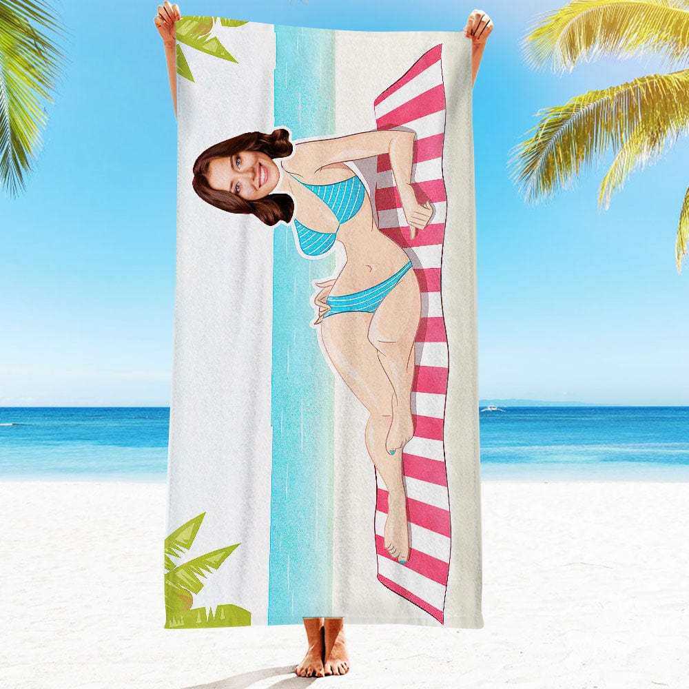 Custom Face Beach Towel Personalized Beach Towel Gift for Mother - Giftlab