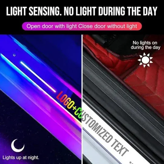 Customizable Led Car Kick Plates Personalized Name Led Door Side Kick Plate