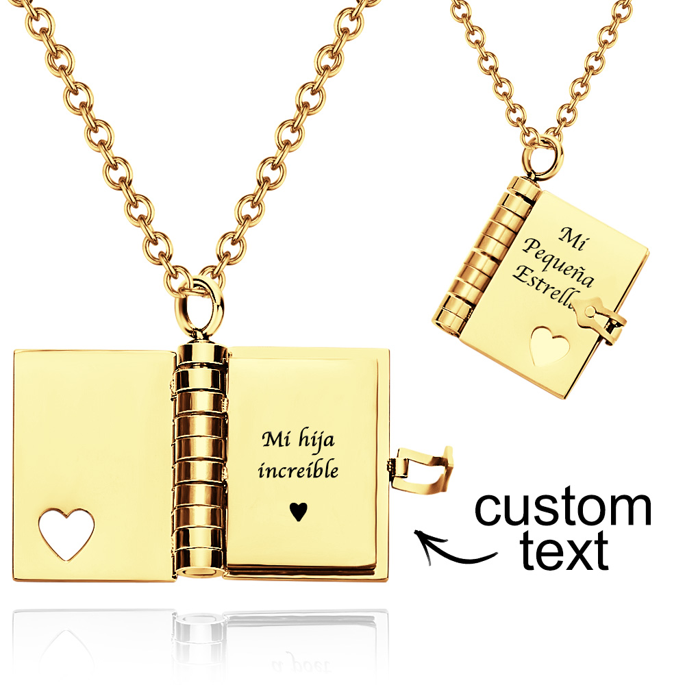 Personalized My Little Star Book Necklace – A Letter to My Daughter in a Locket, Adjustable Pendant with Message Inside, Meaningful Jewelry Gift