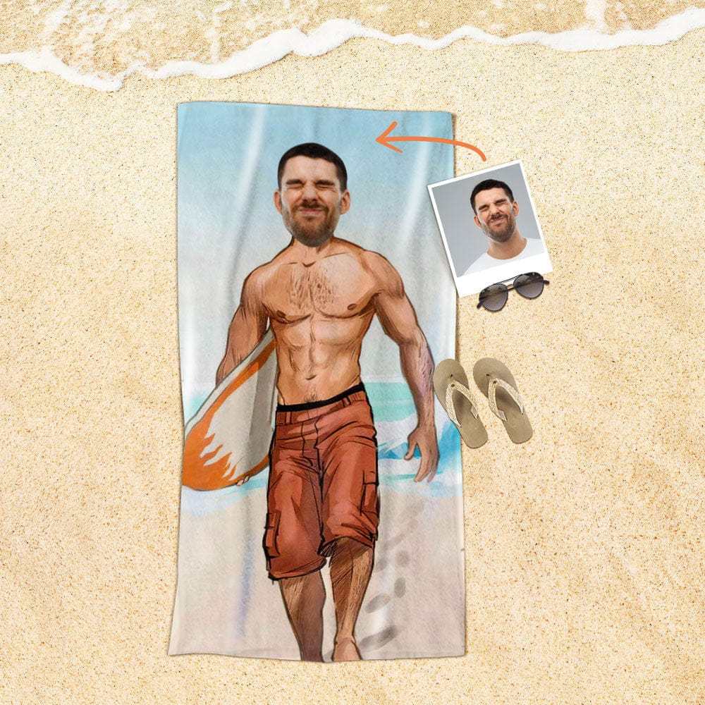 Custom Face Beach Towel Personalized Beach Towel Funny Gift for Kids - Giftlab