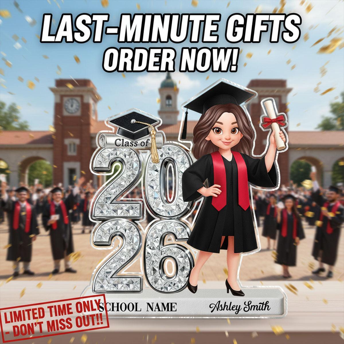 Custom Graduation Figure Doll Shiny Effect Class Of 2026 2027 Senior 2D Flat - Personalized Acrylic Block Plaque - Graduation Gift For Graduates, Daughter, Son