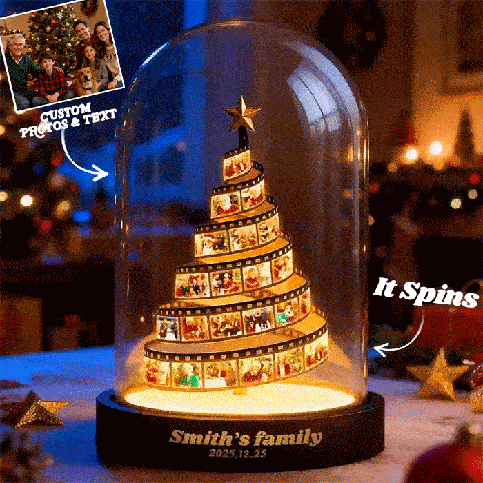 Custom Photo Film Christmas Tree Night Light Personalized Family Keepsake with Engraved Base Christmas Gift - Bestchristmasgifts