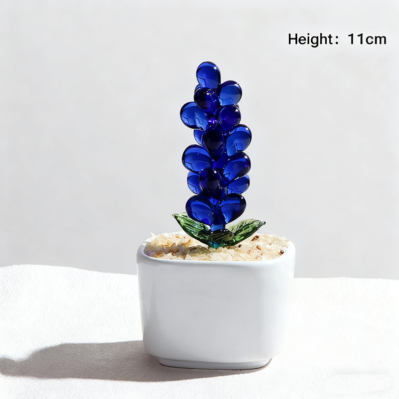 Exquisite Colored Glaze Glass Potted Plants Glass Crafts Home Decor Gifts