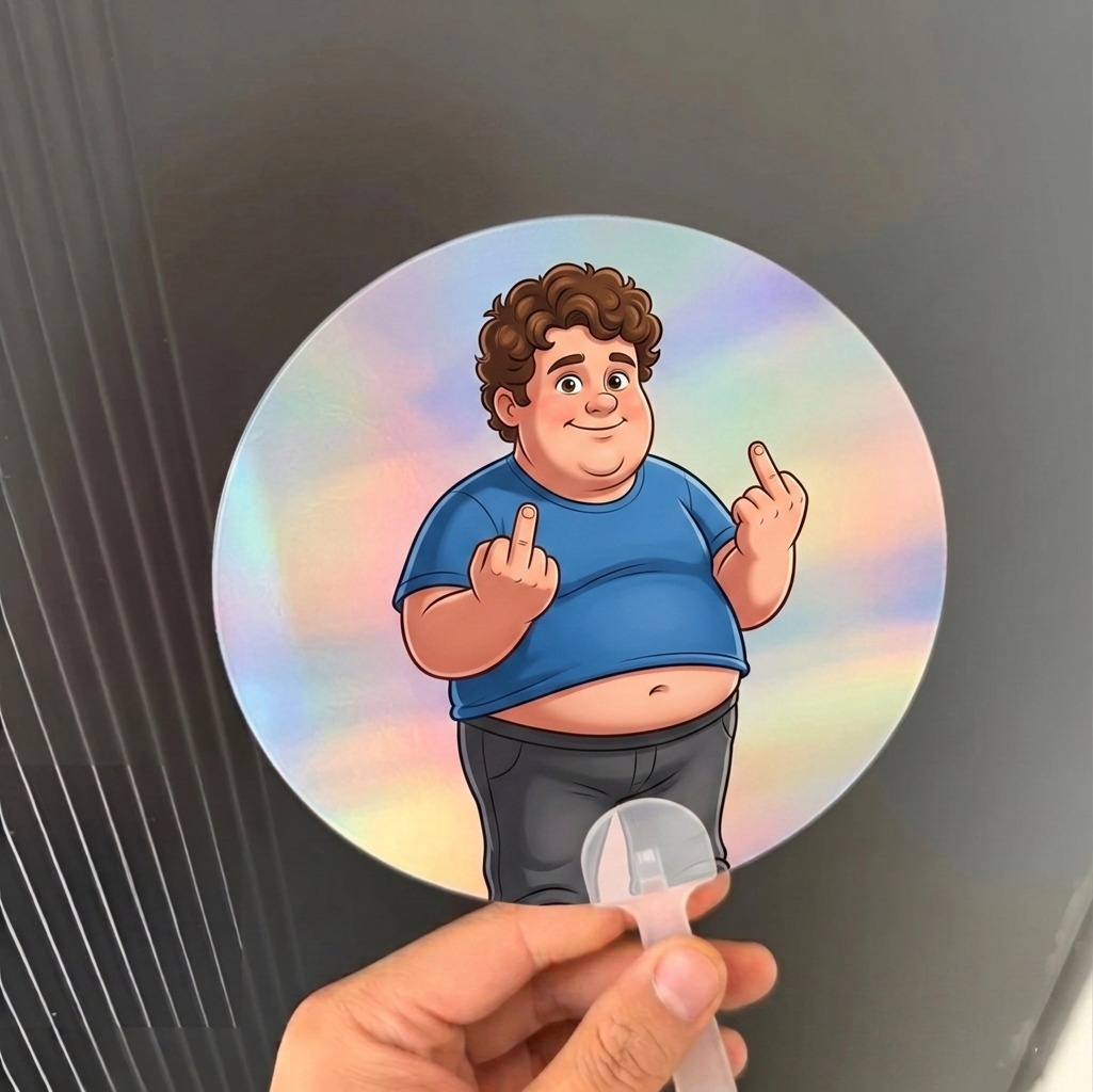 Custom Photo Funny Lenticular Fan - "The Mood Swinger" Cartoon Character 3D Flip Effect Fan