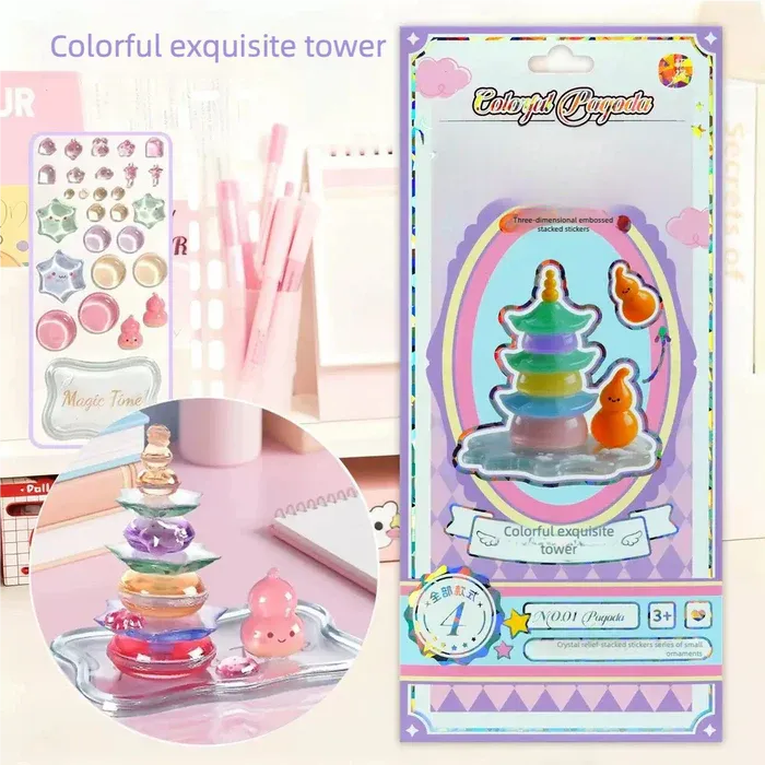 Crystal Jenga-Style 3D Building Stickers – DIY Cute Mini Scenes