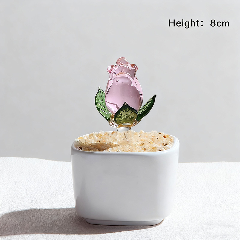 Exquisite Colored Glaze Glass Potted Plants Glass Crafts Home Decor Gifts