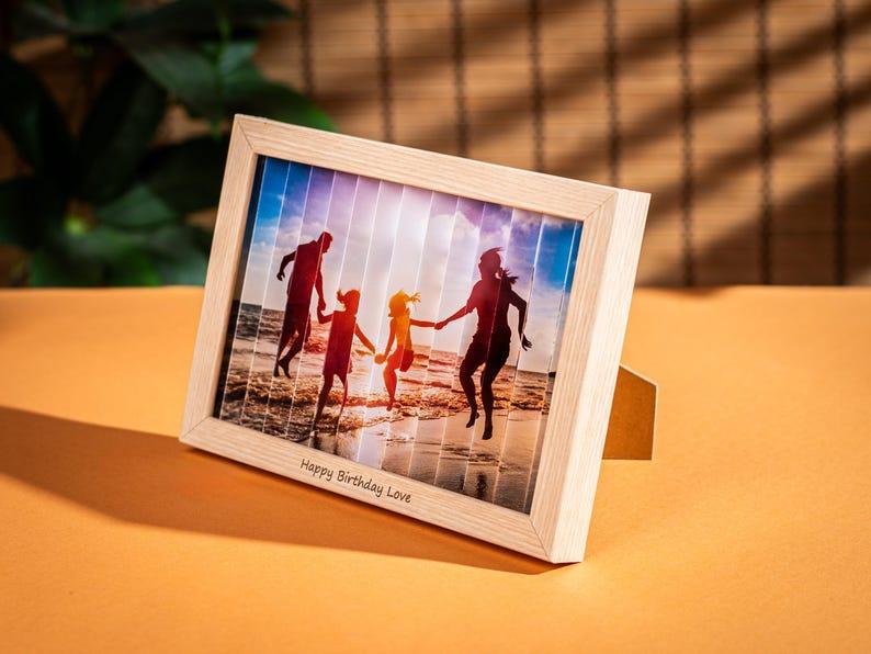 Photo gift ZigZag - anniversary and birthday gift - gift for him her - photo cube keychain - desk photo frame