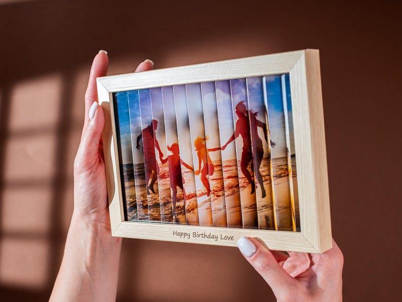 Photo gift ZigZag - anniversary and birthday gift - gift for him her - photo cube keychain - desk photo frame