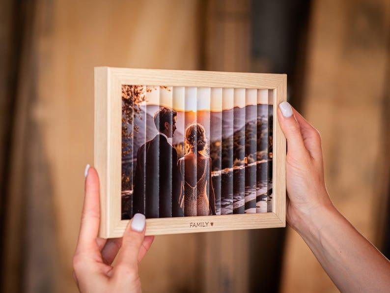 Photo gift ZigZag - anniversary and birthday gift - gift for him her - photo cube keychain - desk photo frame