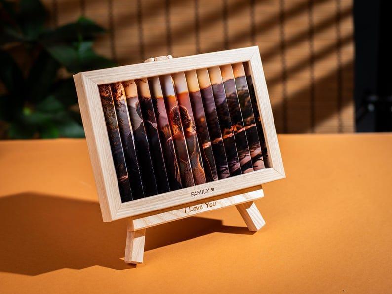 Photo gift ZigZag - anniversary and birthday gift - gift for him her - photo cube keychain - desk photo frame