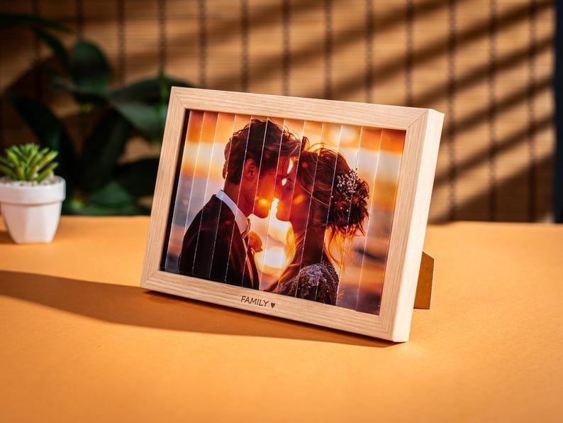 Photo gift ZigZag - anniversary and birthday gift - gift for him her - photo cube keychain - desk photo frame