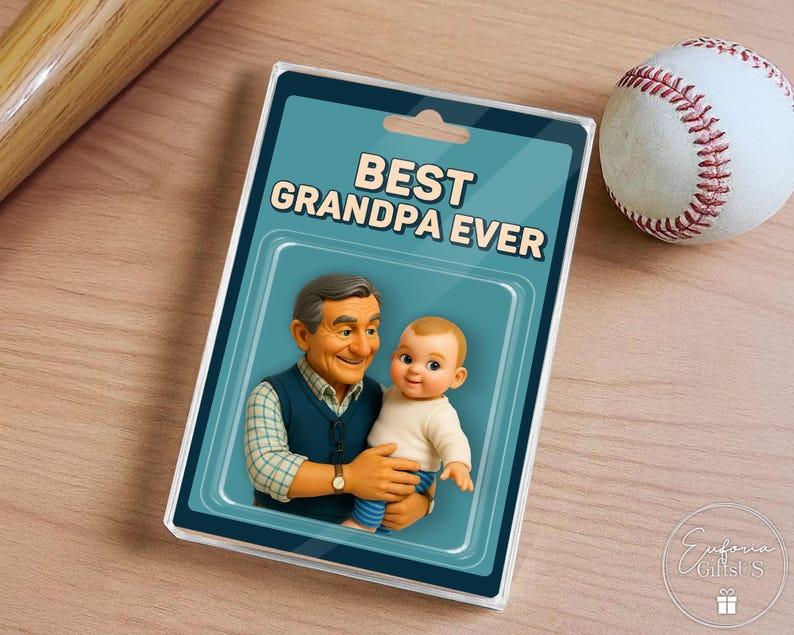 Custom Photo Grandpa And Grandkid Action Figure Acrylic Block, Personalized Father's Day Gift For Grandfather, Gift For Dad From Kids