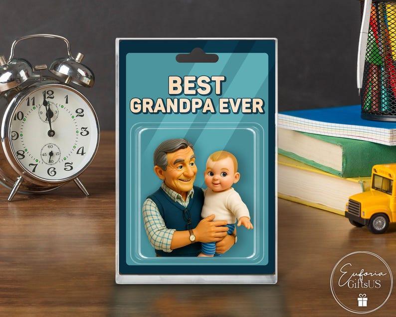 Custom Photo Grandpa And Grandkid Action Figure Acrylic Block, Personalized Father's Day Gift For Grandfather, Gift For Dad From Kids
