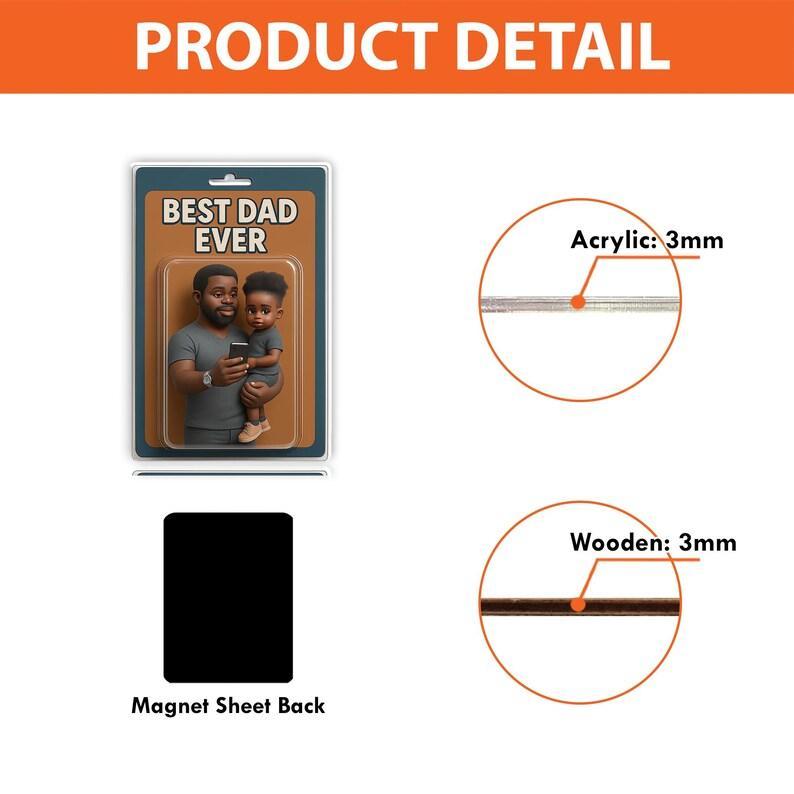 Personalized Daddy Photo Fridge Magnet Dad Car Accessories Custom Wallet Size Figure Photo Frame Acrylic Father’s Day Fridge Photo Magnet
